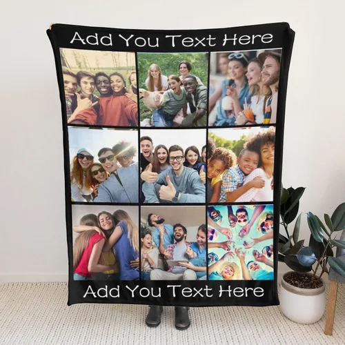 Miniatura 2 de Manta personalizada con fotos, manta personalizada de collage de fotos, regalos para madre, padre, amante, amigo, manta de franela personalizada
