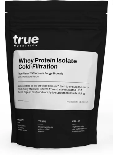 True Nutrition Polvo aislado de proteína de suero – Filtrado en frío, 0.95 oz de proteína por porción – Apoya el crecimiento muscular y la