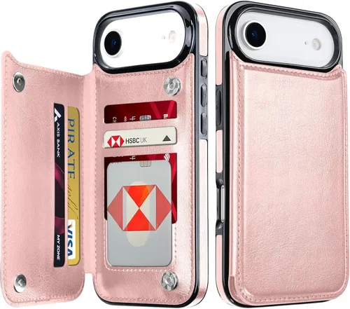 Miniatura 20 de Bizzib para iPhone 16 Plus funda tipo billetera con soporte para tarjetas, funda protectora a prueba de caídas y golpes de poliuretano premium
