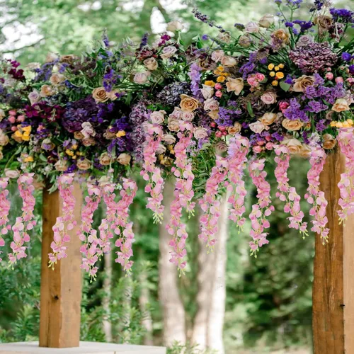 Miniatura 2 de CISDUEO 2 piezas de flores colgantes de glicina, flores de glicina, guirnalda de vid, decoración de arco de boda, enredaderas de glicina Rosa