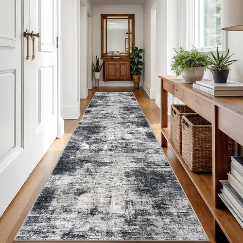 Miniatura 824 de IOHOUZE Alfombra abstracta lavable de 3 x 12 pies para pasillos, antideslizante para cocina, camino de entrada de lana sintética para interiores