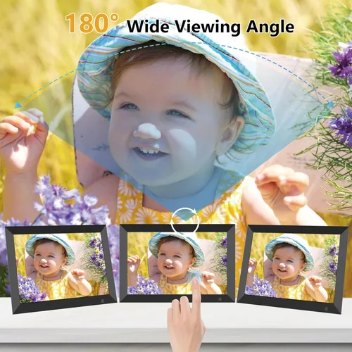 Miniatura 8 de Marco de fotos digital inteligente con WiFi de 32 GB de 10.1 pulgadas con sensor de movimiento y función de programación, pantalla táctil LCD IPS