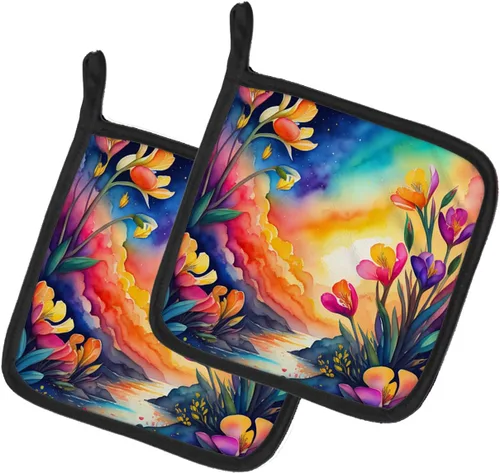 Miniatura 59 de Caroline's Treasures Juego de soportes para ollas de cocina coloridos de Asters, resistentes al calor, almohadillas calientes para cocinar, hornear
