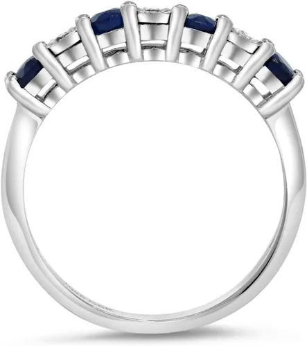Miniatura 6 de Gem Stone King Anillo de compromiso de plata de ley 925 con zafiro azul y diamante blanco para mujer Anillo de boda para mujer Disponible