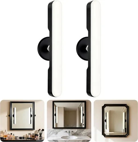 Miniatura 10 de Juego de 2 luces inalámbricas de maquillaje para espejo, barra de luz LED recargable para espejo de baño con 3 CCT regulables, luz inalámbrica