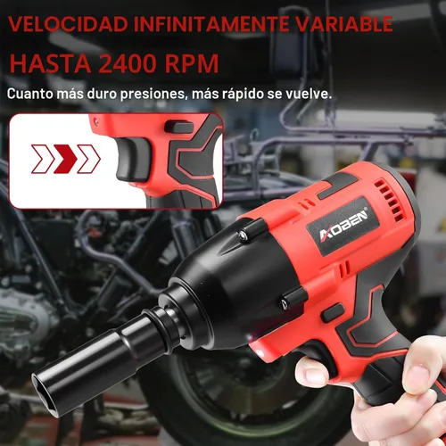 Miniatura 3 de AOBEN Llave de impacto inalámbrica de 1/2 pulgada, Kit de pistola de impacto eléctrica, Máximo 600N.M/450Ft-lbs Alto torque, Destornillador