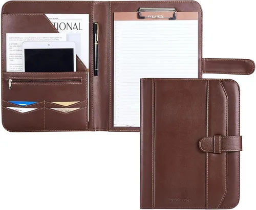 Miniatura 8 de Cuaderno Portafolio de Cuero con Carpeta, Portapapeles de Almacenamiento con Cubierta para Soporte de Bloc Legal Tamaño Carta A4, Bloc de Escritura