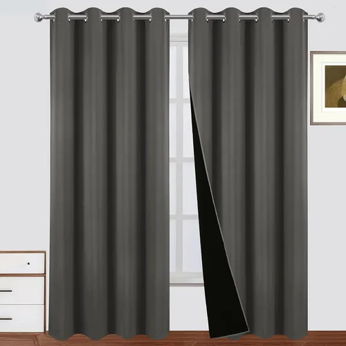 Miniatura 24 de LEMOMO Cortinas 100% opacas de 52 x 95 pulgadas, 2 paneles de oscurecimiento con aislamiento térmico para dormitorio Negro