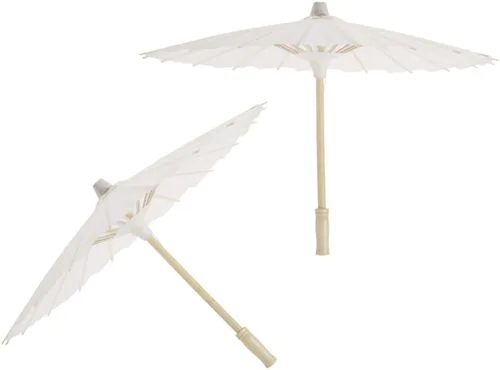 Toyvian Sombrilla de papel decorativo blanco para manualidades y accesorios fotográficos (15.7 pulgadas, mango de estilo aleatorio)
