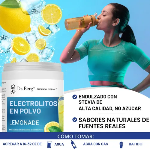 Miniatura 6 de Dr. Berg's Original Keto Electrolitos en polvo (100 porciones) - Cero ingredientes artificiales, polvo de electrolito sin azúcar, sin maltodextrina