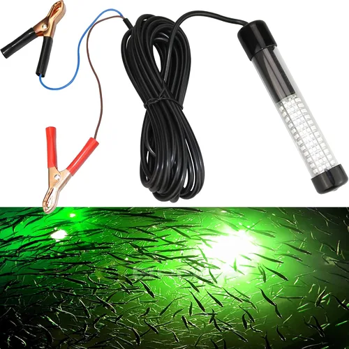 12 V 14 W 180 LEDs 1300 lúmenes LED sumergible Pesca Luz submarina buscador de peces lámpara con cable de 16.4 ft Verde