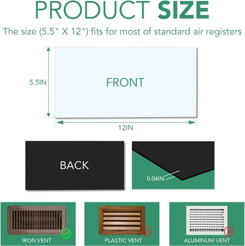 Miniatura 2 de TRYMAG Cubiertas de ventilación magnéticas de 5.5"x12", paquete de 3 unidades, cubiertas de ventilación de suelo resistentes para registros de aire