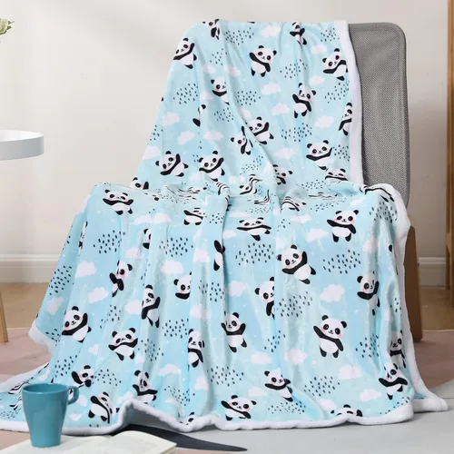 Manta de panda súper suave y acogedora Mantas ligeras azules con diseño de pandas Accesorios de pandabear regalos para niñas, adolescentes y mujeres