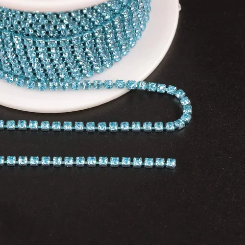 Miniatura 5 de Jerler Cadena de cierre SS6.5/0.079 in con diamantes de imitación de cristal de 10 yardas para manualidades de costura, ideal para bodas, fiestas
