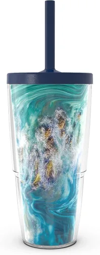 Miniatura 14 de Tervis Teal Splash - Vaso aislado de doble pared hecho en Estados Unidos mantiene las bebidas frías y calientes, 16 onzas, clásico