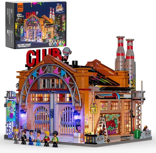FUNWHOLE Factory House of Music Lighting - Juego de ladrillos de construcción – Street Fusion Music Club City Town Kit de colección modular