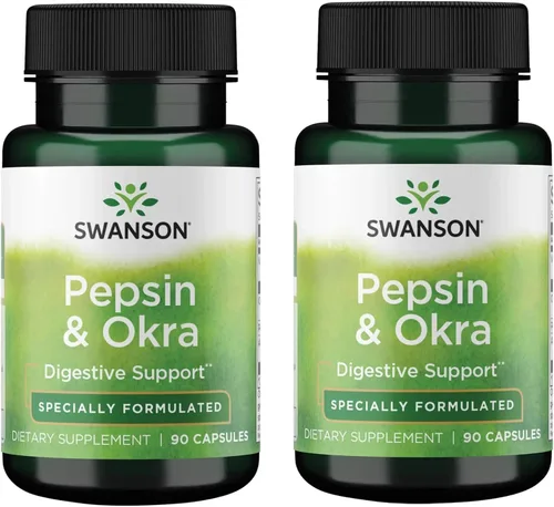 Swanson Pepsin '&' Okra 90 cápsulas (paquete de 2)