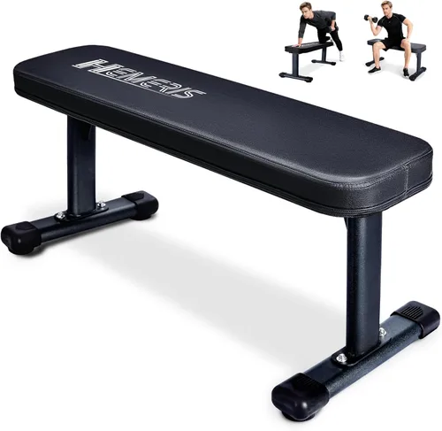 Banco de peso plano, banco de entrenamiento de 660 libras, equipo de ejercicio de prensa de banco para gimnasio en casa, entrenamiento de fuerza con