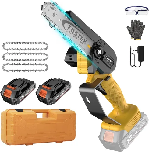 MGYM 6 Inch Mini Chainsaw Cordless, 20V Small Chainsaw with 2X2.0A Battery and Charger, Lightweight Battery Powered Handheld Chain Saw for Men Women