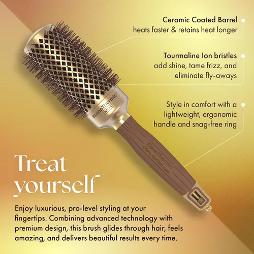 Miniatura 3 de Olivia Garden NanoThermic - Cepillo térmico redondo de cerámica + iones para el cabello, no eléctrico, cepillo profesional para cabello normal a