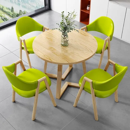 Miniatura 18 de YVYKFZD Office Reception Room Club Table and Chair Set, Simple Kitchen Dining Table Set for 4, Round Conference Table with Metal Legs, Small Cyan