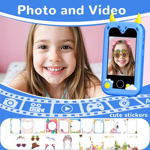 Miniatura 2 de Teléfono de juguete para niños, juguetes de teléfono inteligente con cámara dual - regalo de Navidad y cumpleaños para niños de 3 a 12 años