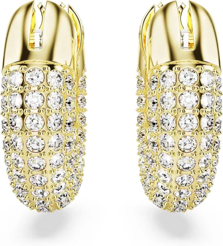 Miniatura 2 de Aretes de aro Swarovski Dextera, pavé, blanco, acabado en tono dorado