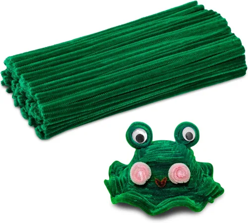120 tallos de felpilla de color verde oscuro, tallos de chenilla, limpiadores de tuberías largos para manualidades, limpiadores de tuberías para