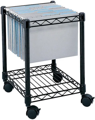Safco Carrito de archivos móvil compacto, se adapta a carpetas colgantes de tamaño carta y legal, carrito de archivoscarpetas de acero rodante