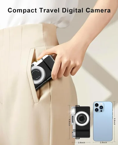 Miniatura 12 de Cámara digital FLATIC, cámaras 4K de 64MP para fotografía con tarjeta de 64GB, cámara de vlogging de enfoque automático de 18X para YouTube