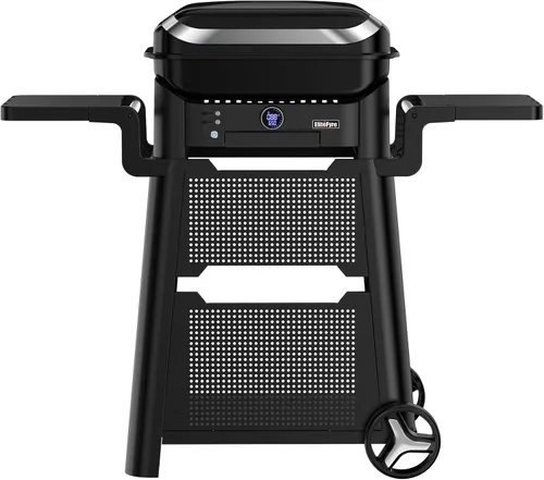 Volteq - Parrilla eléctrica con carrito móvil, parrilla portátil de 1500 W, control de calor inteligente, sin humo, perfecta para apartamento,