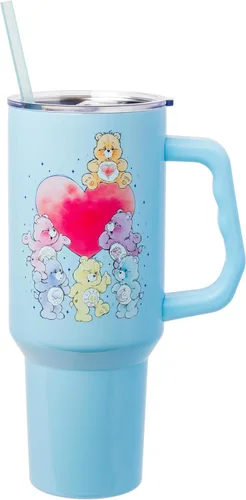 Miniatura 33 de Silver Buffalo - Vaso de acero inoxidable Sanrio Hello Kitty con flores de primavera y verano y rayas arcoíris, con asa y popote, compatible