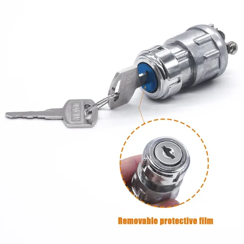 Miniatura 2 de mankk Interruptor de encendido de 3 cables con llave de 12 V, interruptor universal de arranque de motor, apagado/encendido (arranque), 3 posiciones