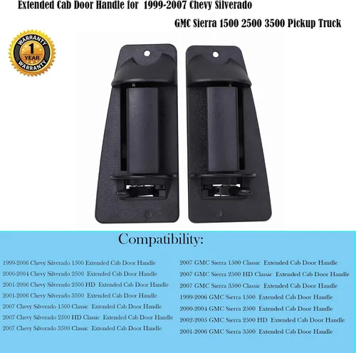 Miniatura 2 de Manija de puerta de cabina extendida para Chevy Silverado GMC Sierra 1500 2500 3500 1999 2000 2001 2002 2003 2004 2005 2006 2007 Exterior trasero