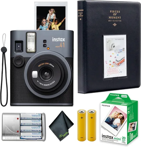 Miniatura 9 de Fujifilm Paquete de cámara de película instantánea Instax Mini 41 con paquete económico de película instantánea (60 hojas/fotos) + 4 pilas AA