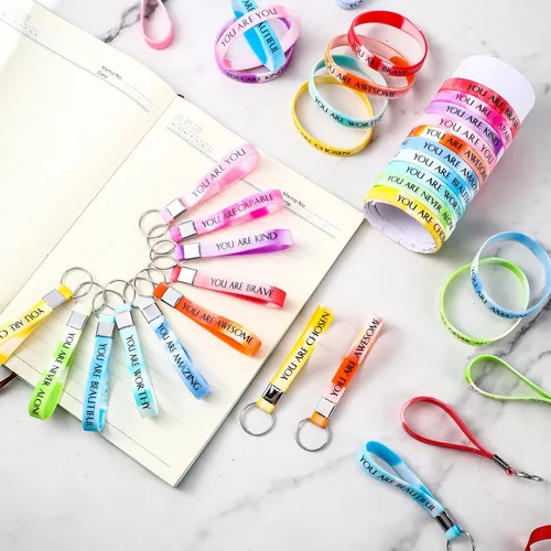 Miniatura 4 de Sratte 120 pulseras motivacionales, regalos inspiradores, llaveros inspiradores, regalo de agradecimiento para la semana de CNA, profesores