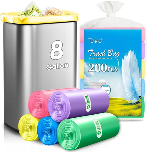 Miniatura 15 de Bolsas de basura pequeñas de 3 galones 120 unidades Bolsas de basura fuertes y coloridas, bolsas de basura pequeñas, forros para botes de basura
