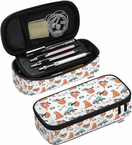 Miniatura 11 de Yekiua Estuche para lápices con flores étnicas japonesas de gran capacidad; estuche para lápices con flores para oficina, universidad o maquillaje
