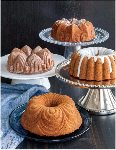 Miniatura 3 de Nordic Ware 91377 Nordicware Molde Cuarteto Bundt de 9 Tazas, Dorado