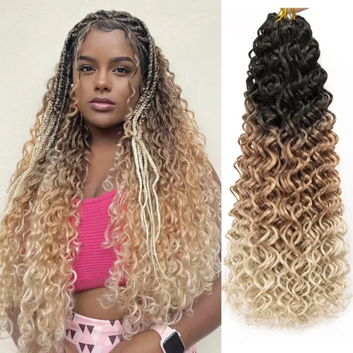 8 Paquetes de Cabello Rizado con Ganchillo GoGo, Cabello Rizado con Ganchillo para Mujeres Negras, Trenzado de Onda Profunda, Cabello Sintético