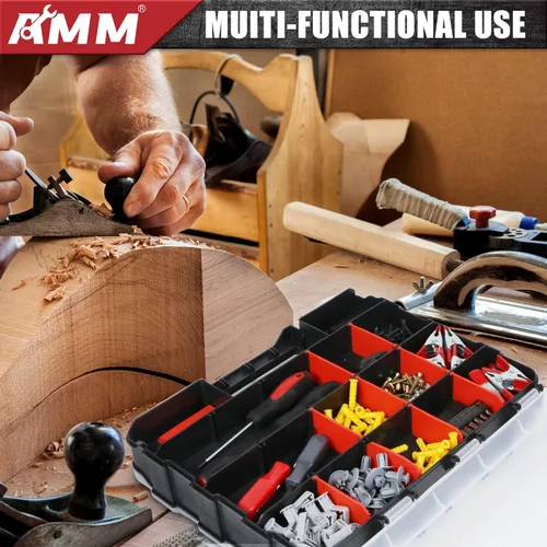 Miniatura 7 de AMM Caja de Herramientas, Organizador de Caja de Herramientas de Doble Lado con 34 Compartimentos, Divisores Removibles, Caja de Aparejos