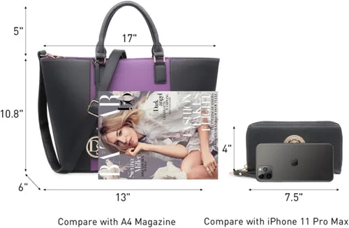Miniatura 54 de Dasein Satchel Purse Handbag for Women Large Shoulder Work Tote Bag With Matching Wallet