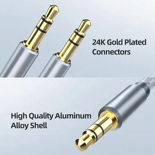 Miniatura 2 de Henrety Cable auxiliar trenzado de nailon de 0.138 in (6.5 pies/6.6 ft) - Cable auxiliar de audio macho a macho para auriculares, automóvil, estéreo