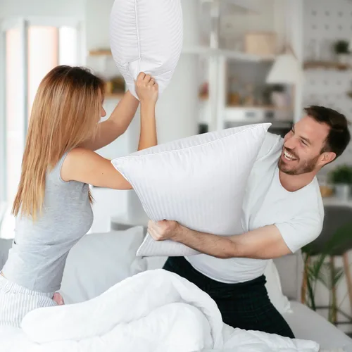 Miniatura 2 de COZSINOOR Almohadas de Plumas de Ganso Tamaño Queen Juego de 2 - Almohada de Cama de Plumón de Hotel para Dormir, Funda de Algodón Suave de 600 TC