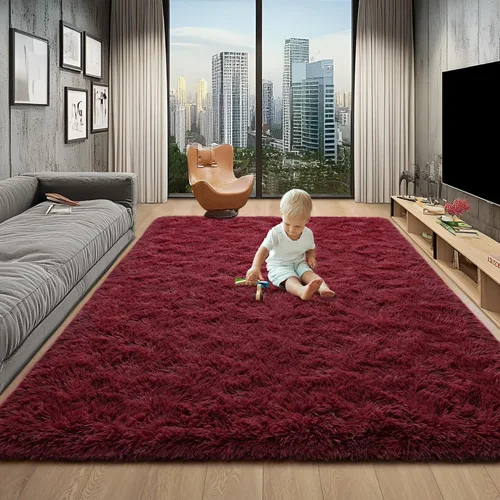 Miniatura 12 de Foxmas - Alfombra para centro de habitación, esponjosa y ultrasuave, para dormitorio, habitación de los niños, habitación del bebé, afelpada, Azul