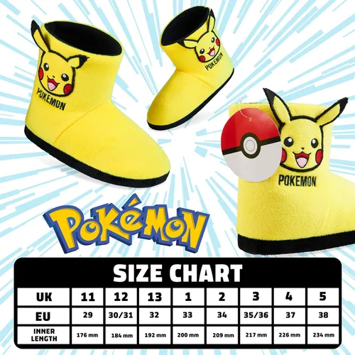 Miniatura 6 de Pokemon Pantuflas para niños, zapatillas de bota Pikachu Bulbasaur suaves, antideslizantes, zapatos de casa, regalos de anime para niños