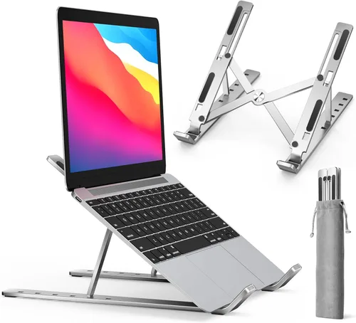 ivoler Soporte para laptop, soporte elevador para laptop, soporte para tableta de computadora, 6 ángulos ajustables, de aluminio, ergonómico,