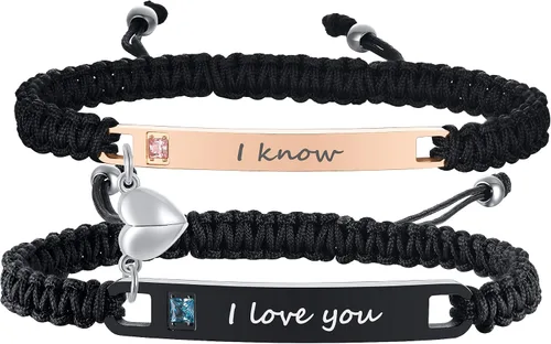 Miniatura 8 de MEALGUET Pulsera personalizada para pareja, juego de pulseras personalizadas para parejas, pulsera de atracción mutua, nombre personalizado, pulsera