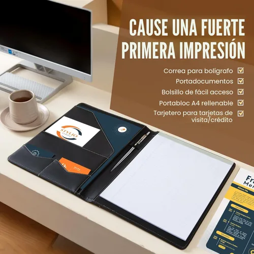 Miniatura 2 de STYLIO - Padfolio, carpeta organizadora de portafolio p/currículum/entrevista, documento legal, tarjeta comercial, bloc de notas tamaño carta Negro