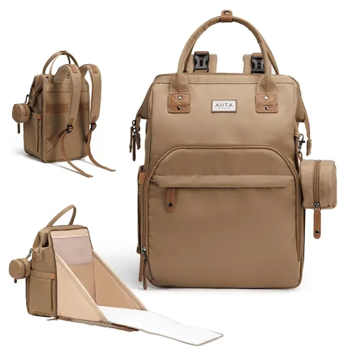 Mochila para Pañales, Bolsa de Pañales Multifunción con Estación de Cambio, Elegantes Bolsas para Bebé, Mochila de Pañales Unisex Grande para Mamá y